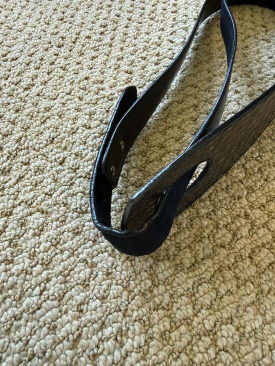 Vintage Berghoff Asymmetric Italian Leather Belt - Black Size 28 main image 4